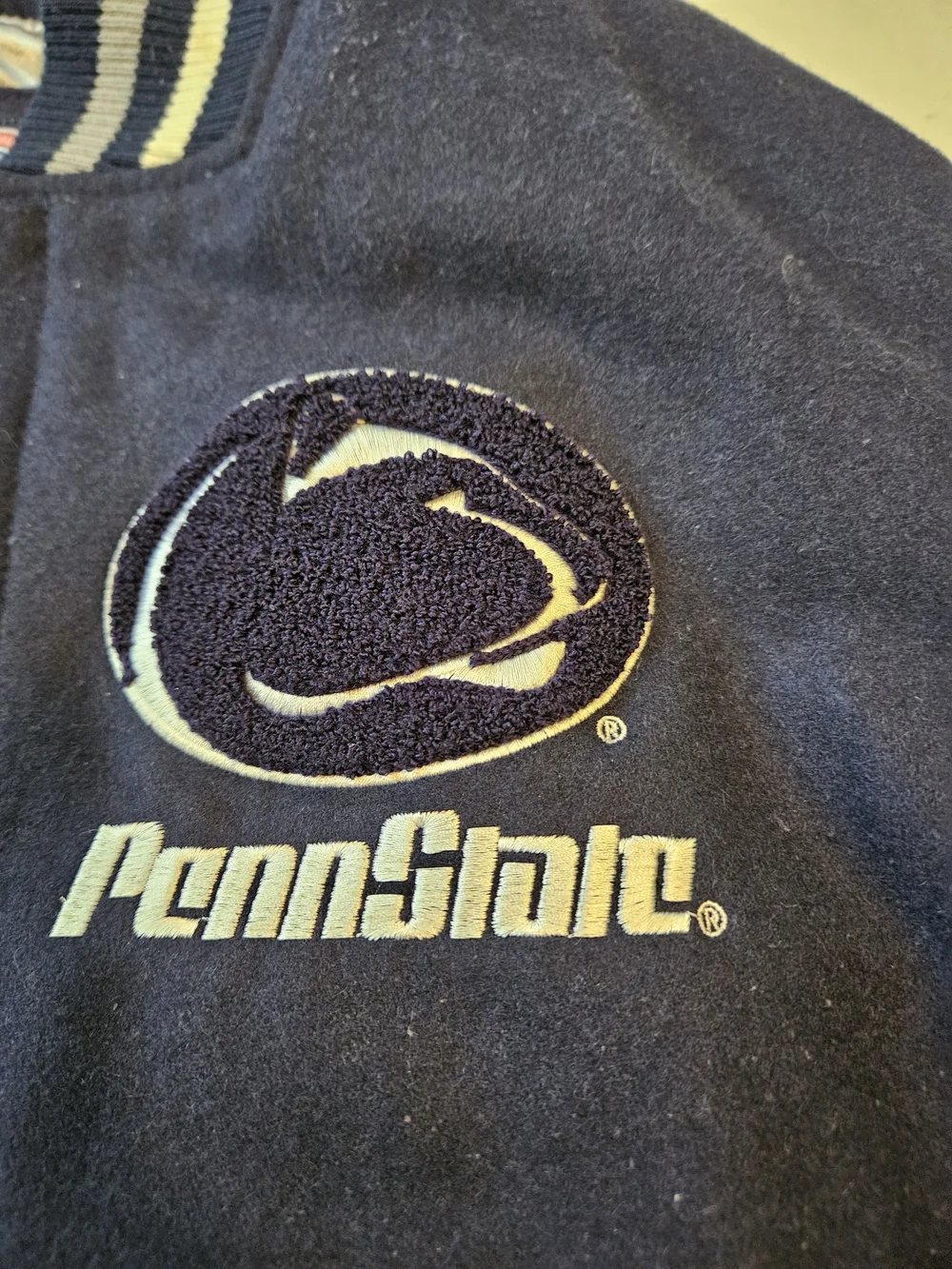 Penn State Nittany Lions Vintage Varsity Letterman Wool Blend Snap Jacket L